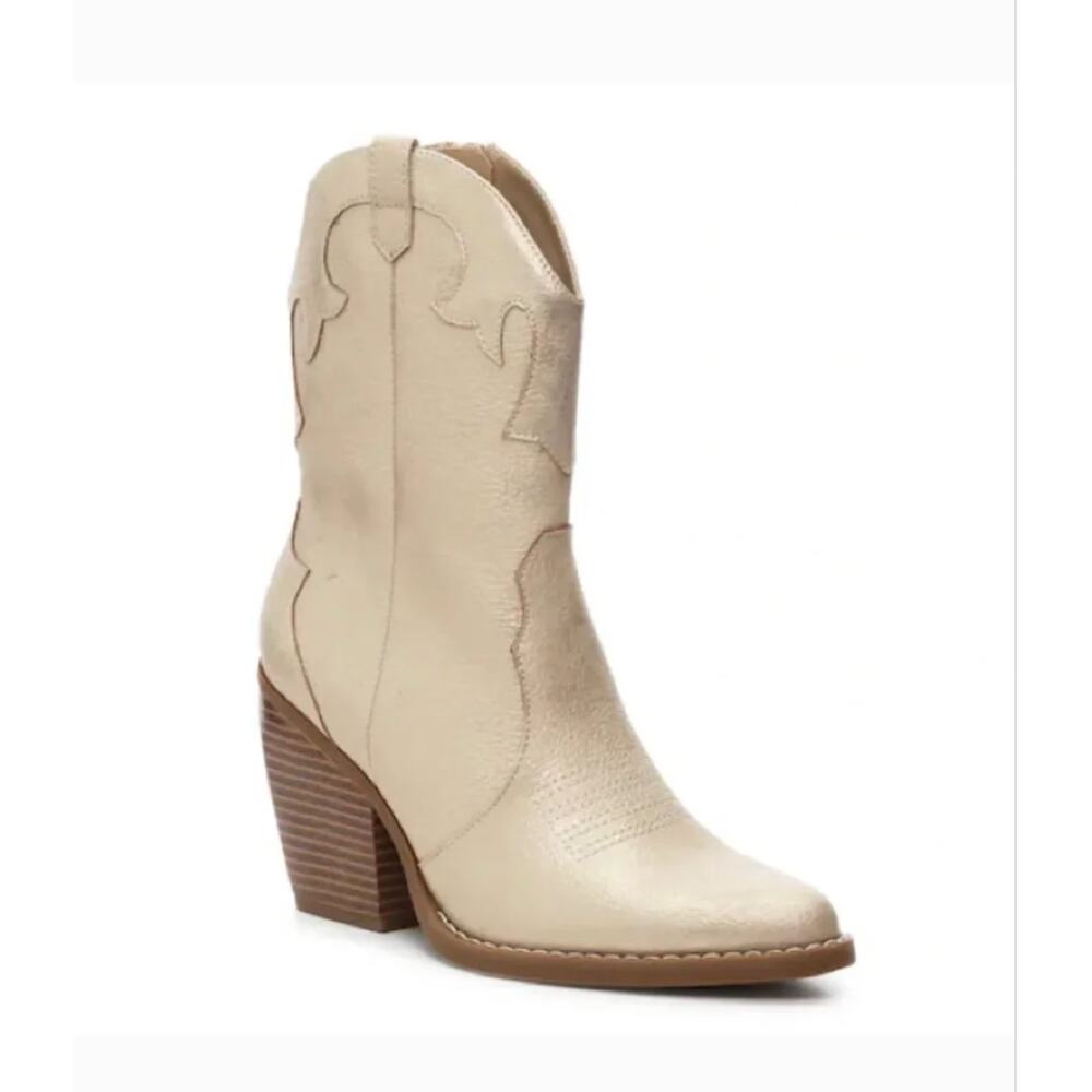 Mix No 6 Brycen Cowboy Boots 6.5 Gold Tan Heel Western Vegan Leather - Picture 4 of 9